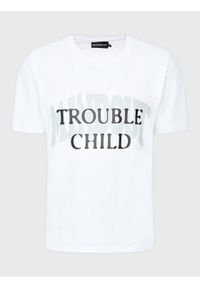 Mindout T-Shirt Unisex Trouble Child Biały Oversize. Kolor: biały. Materiał: bawełna