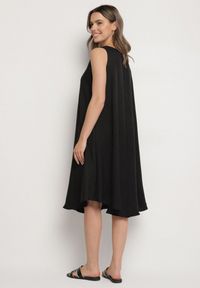 Born2be - Czarna Rozkloszowana Klasyczna Sukienka Lunetira. Okazja: na co dzień, na spacer. Kolor: czarny. Materiał: jeans. Typ sukienki: proste. Styl: klasyczny #3