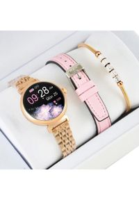 Zestaw damski zegarek SMARTWATCH Rubicon RNCF21 AMOLED rosegold + bransoletka. Rodzaj zegarka: smartwatch