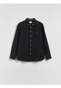 Reserved - Bawełniana koszula slim fit - czarny. Kolor: czarny. Materiał: bawełna