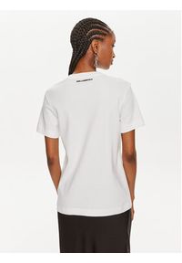 Karl Lagerfeld - KARL LAGERFELD T-Shirt 245W1717 Biały Regular Fit. Typ kołnierza: dekolt w karo. Kolor: biały. Materiał: bawełna #4