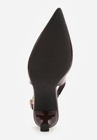 Renee - Brązowe Eleganckie Szpilki Slingback VICES z Ozdobną Aplikacją przy Pasku Natera. Zapięcie: pasek. Kolor: brązowy. Wzór: aplikacja. Obcas: na szpilce. Styl: elegancki. Wysokość obcasa: średni #7