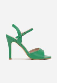 Renee - Zielone Sandały na Szpilce z Okrągłym Noskiem Rozlyna. Nosek buta: okrągły. Kolor: zielony. Obcas: na szpilce #3