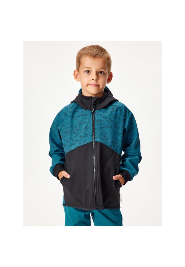 UNUO - Kurtka softshellowa dziecięca z polarem Street, Cobalt, Mountain boy. Kolor: niebieski. Materiał: polar. Sezon: wiosna, jesień. Styl: street