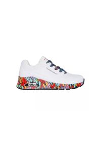 skechers - Buty sportowe Sneakersy damskie, Uno - Ravaged Love. Kolor: biały. Sport: turystyka piesza