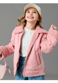 Sinsay - Sztuczny kożuch z kołnierzykiem - różowy. Kolor: różowy #1