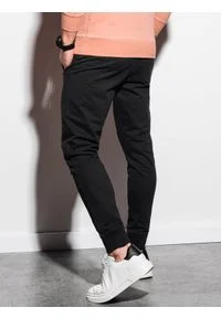Ombre Clothing - Spodnie męskie dresowe joggery P952 - czarne - M. Kolor: czarny. Materiał: dresówka