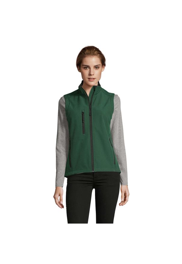 SOL'S - Damska kurtka bez rękawów Sol's Rallye. Kolor: zielony. Materiał: softshell. Długość rękawa: bez rękawów