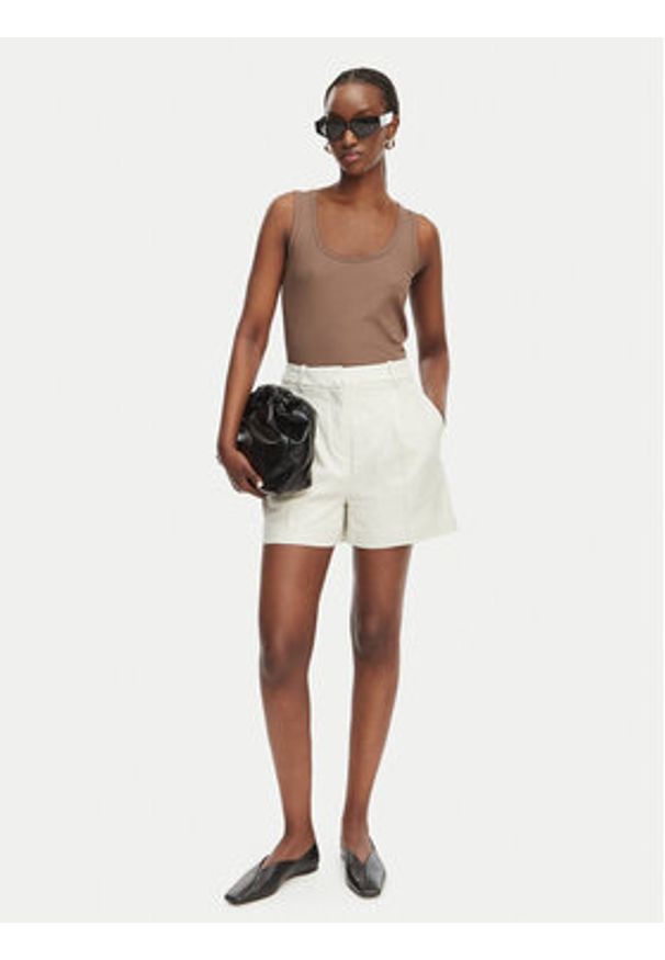 Calvin Klein Jeans Szorty materiałowe LV047F632G Biały Regular Fit. Kolor: biały. Materiał: len