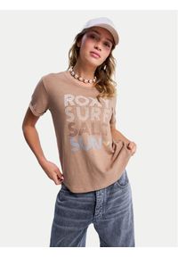 Roxy T-Shirt ERJZT06024 Brązowy Regular Fit. Kolor: brązowy. Materiał: bawełna #1