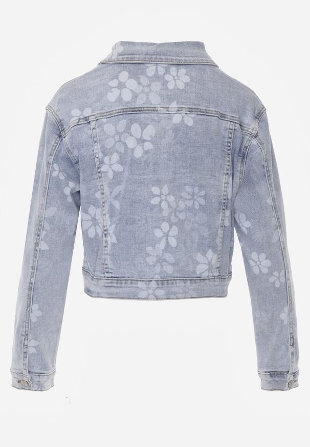 Born2be - Niebieska Krótka Kurtka Jeansowa z Bawełną i Wiskozą w Kwiatowy Wzór Neanelith. Okazja: na co dzień. Kolor: niebieski. Materiał: jeans, bawełna, wiskoza. Długość: krótkie. Wzór: kwiaty. Styl: elegancki, casual