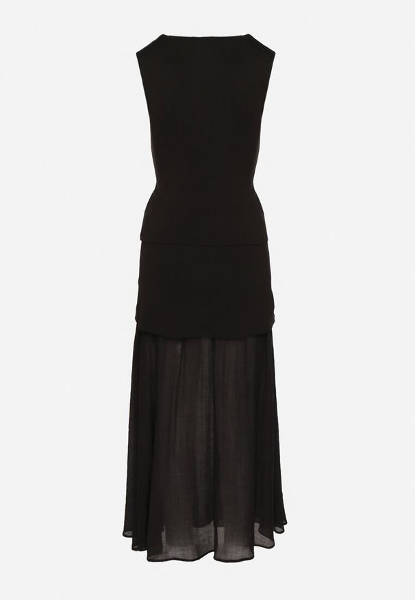 Born2be - Czarny Elegancki Komplet z Kamizelką i Długą Spódnicą Wenelle. Kolor: czarny