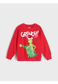 Sinsay - Bluza Grinch - czerwony. Kolor: czerwony. Długość: długie. Wzór: nadruk. Styl: wizytowy