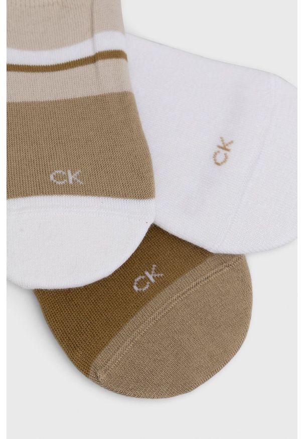 Calvin Klein skarpetki (3-pack) męskie kolor beżowy. Kolor: beżowy. Materiał: bawełna