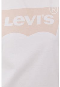 Levi's® - Levi's Top damski kolor biały. Okazja: na spotkanie biznesowe, na co dzień. Kolor: biały. Materiał: bawełna, dzianina. Wzór: nadruk. Styl: biznesowy, casual #4