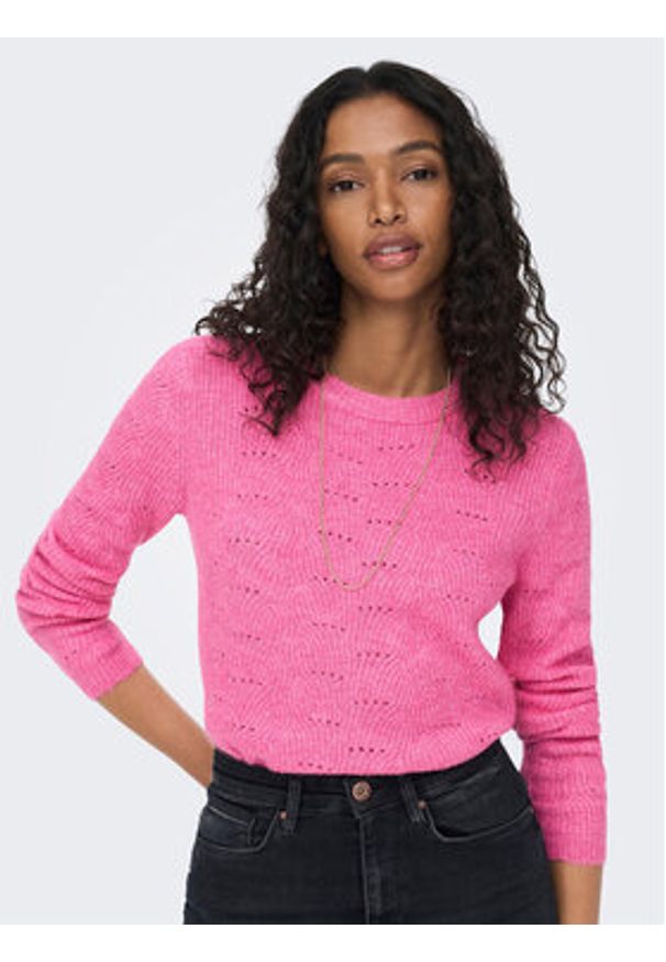 only - ONLY Sweter 15234745 Różowy Regular Fit. Kolor: różowy. Materiał: syntetyk