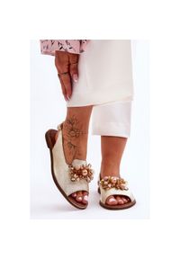 Płaskie Sandały Nicole 2805/064 Złote złoty. Zapięcie: pasek. Kolor: złoty. Materiał: skóra. Obcas: na obcasie. Wysokość obcasa: niski #5