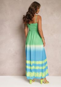 Renee - Zielona Sukienka Maxi na Regulowanych Ramiączkach z Gumkami w Talii Betsabe. Kolor: zielony. Długość rękawa: na ramiączkach. Sezon: wiosna, lato. Długość: maxi #3