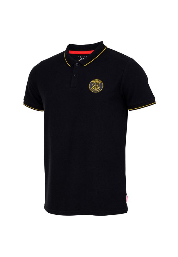 PARIS SAINT GERMAIN - PSG polo męskie. Typ kołnierza: polo. Kolor: czarny. Sport: piłka nożna