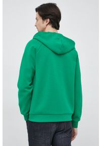 BOSS bluza BOSS GREEN męska kolor zielony z kapturem z nadrukiem. Typ kołnierza: kaptur. Kolor: zielony. Materiał: poliester. Długość rękawa: raglanowy rękaw. Wzór: nadruk #4