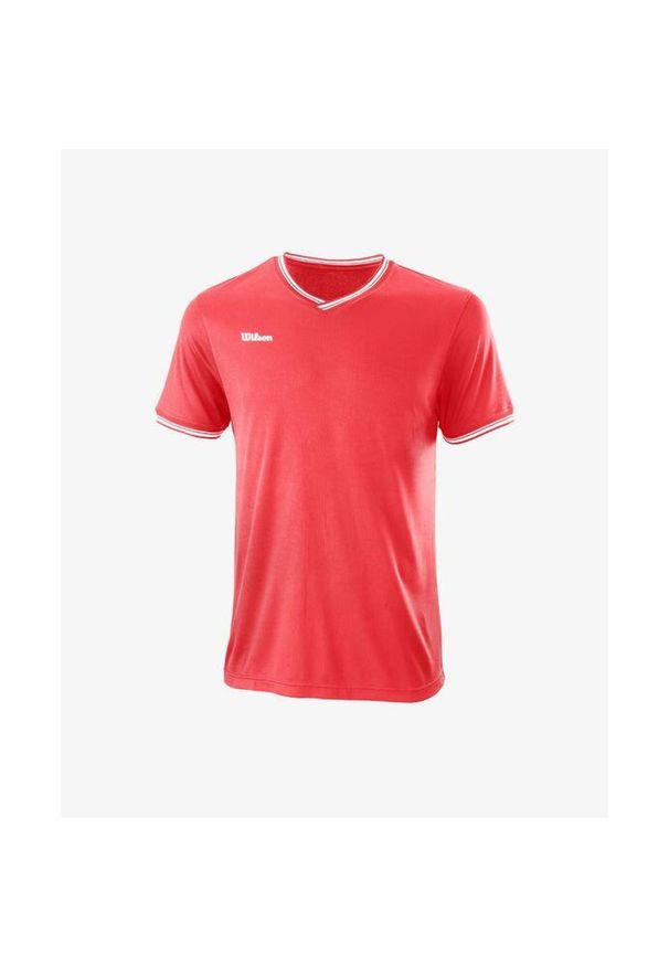 Koszulka tenisowa męska z krótkim rękawem Wilson Team II High V-Neck. Kolor: biały, wielokolorowy, różowy, pomarańczowy, czerwony. Materiał: poliester, dzianina. Długość rękawa: krótki rękaw. Długość: krótkie. Sport: tenis