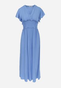 Born2be - Niebieska Kopertowa Sukienka z Wiskozy z Gumką w Pasie Neroni. Kolor: niebieski. Materiał: wiskoza. Typ sukienki: kopertowe. Długość: maxi #3