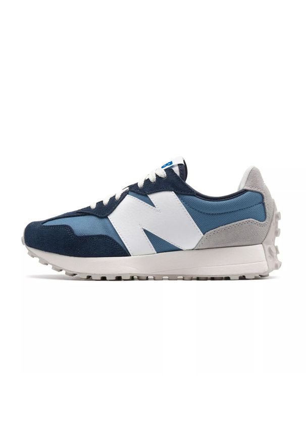 Buty do chodzenia męskie New Balance Nb 327. Zapięcie: sznurówki. Kolor: biały, wielokolorowy, niebieski. Materiał: tkanina, skóra, materiał, syntetyk. Szerokość cholewki: normalna. Sport: turystyka piesza