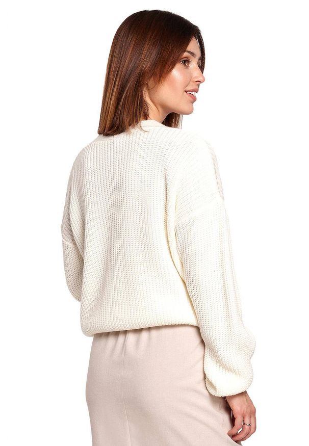 BE Knit - Swobodny sweter kardigan na guziki. Materiał: jeans, akryl. Styl: elegancki