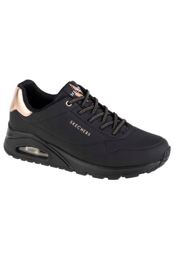 skechers - Buty do chodzenia damskie Skechers Uno Shimmer Away. Zapięcie: sznurówki. Kolor: czarny. Materiał: guma, materiał, tkanina, syntetyk. Szerokość cholewki: normalna. Model: Skechers Sport. Sport: turystyka piesza