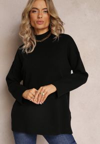 Renee - Czarny Golf o Luźnym Fasonie ze Ściągaczami i Długim Rękawem Velenia. Typ kołnierza: golf. Kolor: czarny. Długość rękawa: długi rękaw. Długość: długie #5