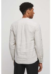 medicine - Medicine koszula lniana męska kolor beżowy regular ze stójką. Typ kołnierza: kołnierzyk stójkowy. Kolor: beżowy. Materiał: len. Długość rękawa: długi rękaw. Długość: krótkie. Wzór: gładki #3