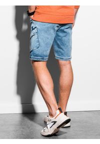 Ombre Clothing - Krótkie spodenki męskie jeansowe W220 - jasny jeans - L. Okazja: na co dzień. Materiał: jeans. Długość: krótkie. Sezon: wiosna, lato. Styl: casual #3