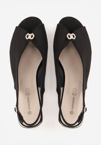 Born2be - Czarne Sandały na Obcasie ze Skórzaną Wkładką i Cyrkoniami Vylyra. Okazja: na co dzień. Zapięcie: sprzączka. Kolor: czarny. Materiał: skóra. Wzór: aplikacja. Obcas: na obcasie. Styl: casual, klasyczny. Wysokość obcasa: średni #3