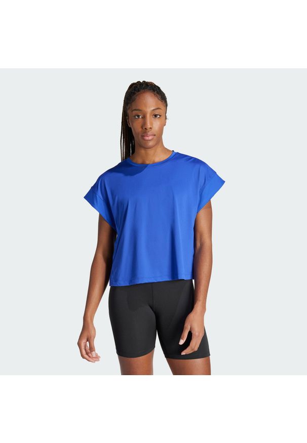 Adidas - Koszulka Studio. Kolor: szary, niebieski, wielokolorowy. Materiał: materiał. Sport: fitness, joga i pilates