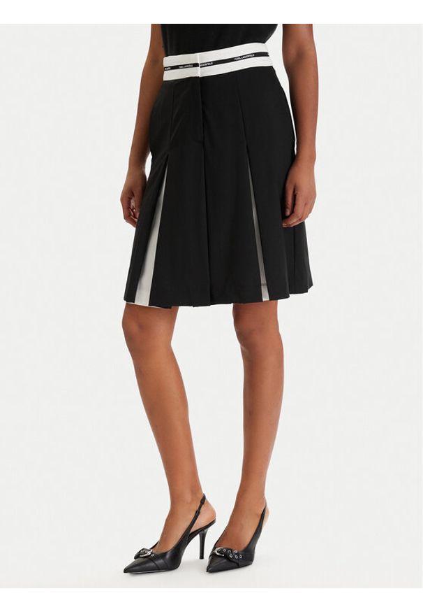 Karl Lagerfeld - KARL LAGERFELD Spódnica mini B1W12005 Czarny Regular Fit. Kolor: czarny. Materiał: wełna
