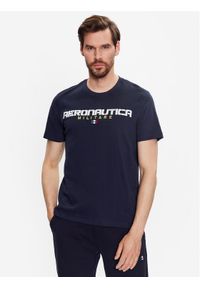 Aeronautica Militare T-Shirt 231TS2064J602 Granatowy Regular Fit. Kolor: niebieski. Materiał: bawełna