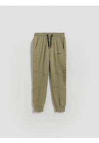 Reserved - Sportowe spodnie slim fit - jasny zielony. Kolor: zielony. Materiał: dzianina, bawełna. Styl: sportowy
