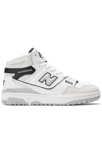 Buty New Balance BB650RWH - białe. Okazja: na co dzień. Wysokość cholewki: przed kolano. Kolor: biały. Materiał: skóra, materiał. Szerokość cholewki: normalna. Sezon: lato. Sport: koszykówka, fitness