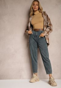 Renee - Niebieskie Jeansy High Waist Mom Fit Rorirra. Okazja: na co dzień. Stan: podwyższony. Kolor: niebieski. Wzór: aplikacja. Styl: elegancki, casual, klasyczny #2