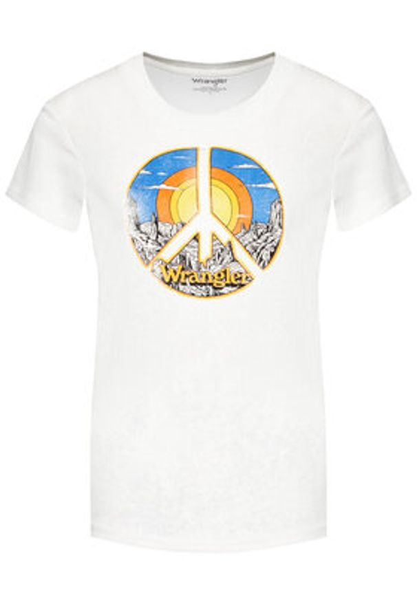Wrangler T-Shirt High Rib W7N9GHW05 112132003 Beżowy Regular Fit. Kolor: beżowy. Materiał: bawełna