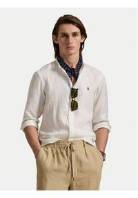 Polo Ralph Lauren Koszula 710968925006 Biały Slim Fit. Typ kołnierza: polo. Kolor: biały. Materiał: len
