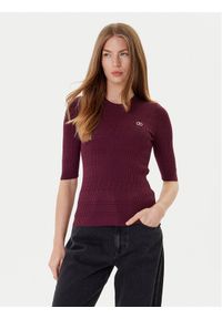 TwinSet - TWINSET Sweter 252TP3240 Bordowy Regular Fit. Kolor: czerwony. Materiał: wiskoza