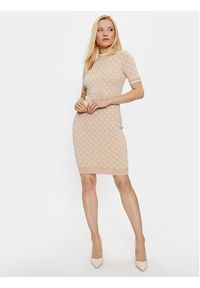 Guess Sukienka dzianinowa W3YK39 Z37K0 Beżowy Slim Fit. Kolor: beżowy. Materiał: wiskoza #5
