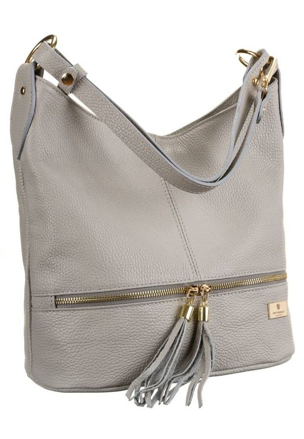 Shopperka szara Peterson PTN TWP-007 GREY. Kolor: szary. Materiał: skórzane. Styl: elegancki