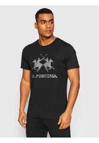 La Martina T-Shirt CCMR05 JS206 Czarny Regular Fit. Kolor: czarny. Materiał: bawełna