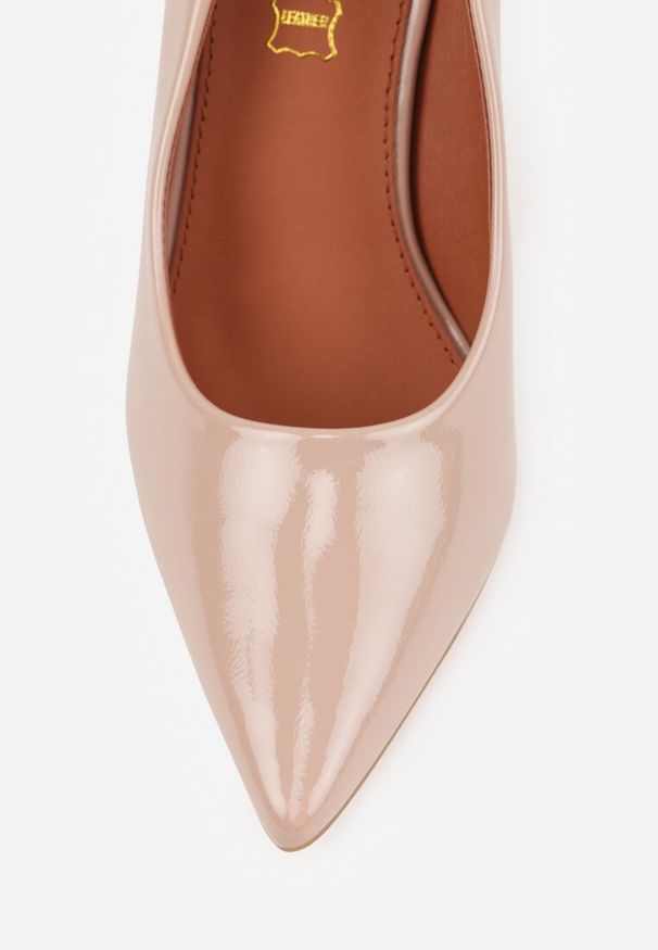 Renee - Beżowe Szpilki Vices Lakierowane z Wkładką ze Skóry Naturalnej Olorissa. Kolor: beżowy. Materiał: skóra, lakier. Obcas: na szpilce. Styl: elegancki, wizytowy