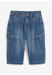 bonprix - Bermudy dżinsowe z czystej bawełny, Loose Fit. Kolor: niebieski