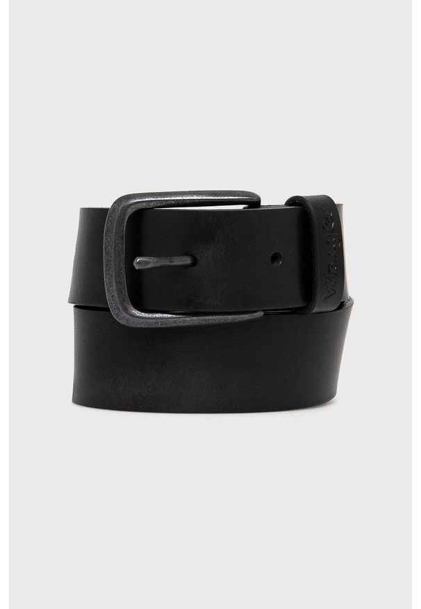 Wrangler Pasek skórzany męski kolor czarny. Kolor: czarny. Materiał: skóra