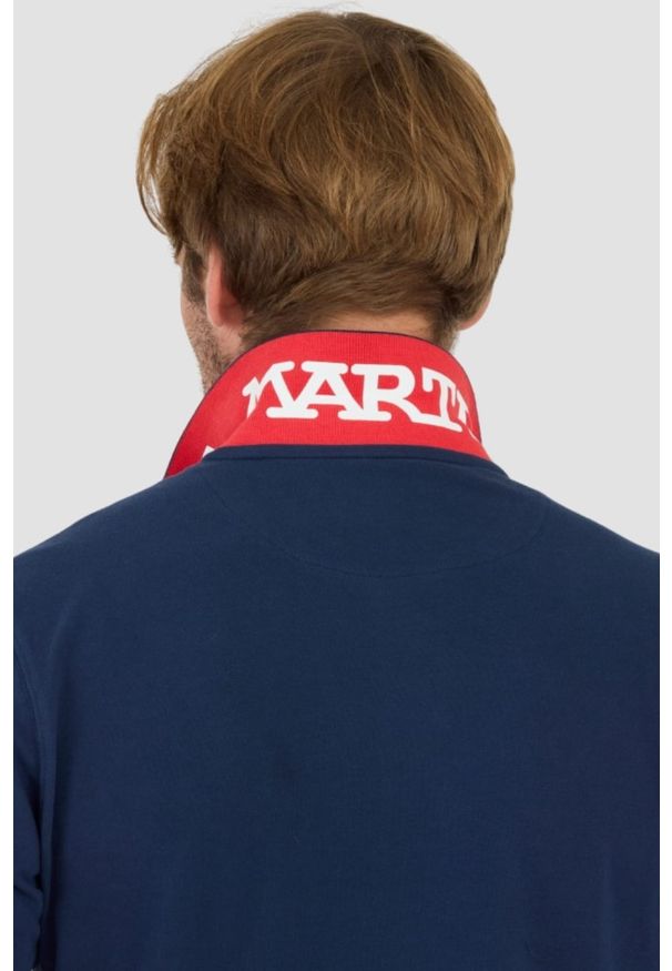 La Martina - LA MARTINA Granatowy longsleeve polo Piquet Stretch. Typ kołnierza: polo. Kolor: czarny. Długość rękawa: długi rękaw