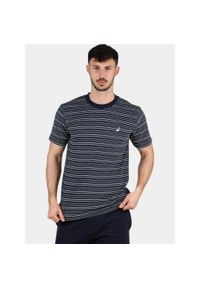 T-shirt męski Nautica Zeffiro. Kolor: niebieski. Wzór: paski